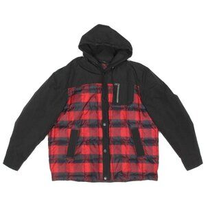 Pendleton Mens Red Black Buffalo Plaid Hooded Duck Down Puffer Jacket XXL /863